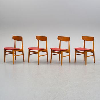 A set of four mid 20th century chairs.