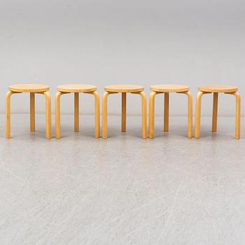 ALVAR AALTO, a set of five 'E60' stools.