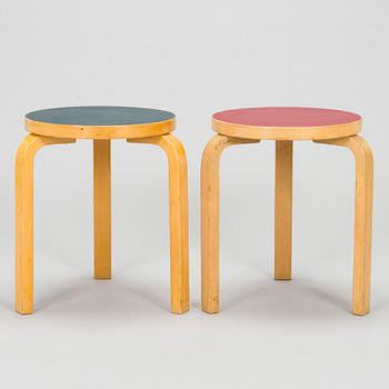 Alvar Aalto, pallar, 2 st, modell 60, Artek, 1960-tal.