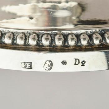 A pair of 18th century silver candlesticks, marks of Petter Eneroth, Stockholm 1786.