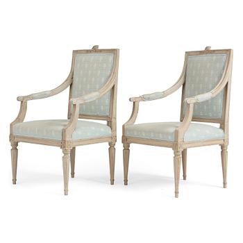 55. A pair of Gustavian armchairs, late 18th century.