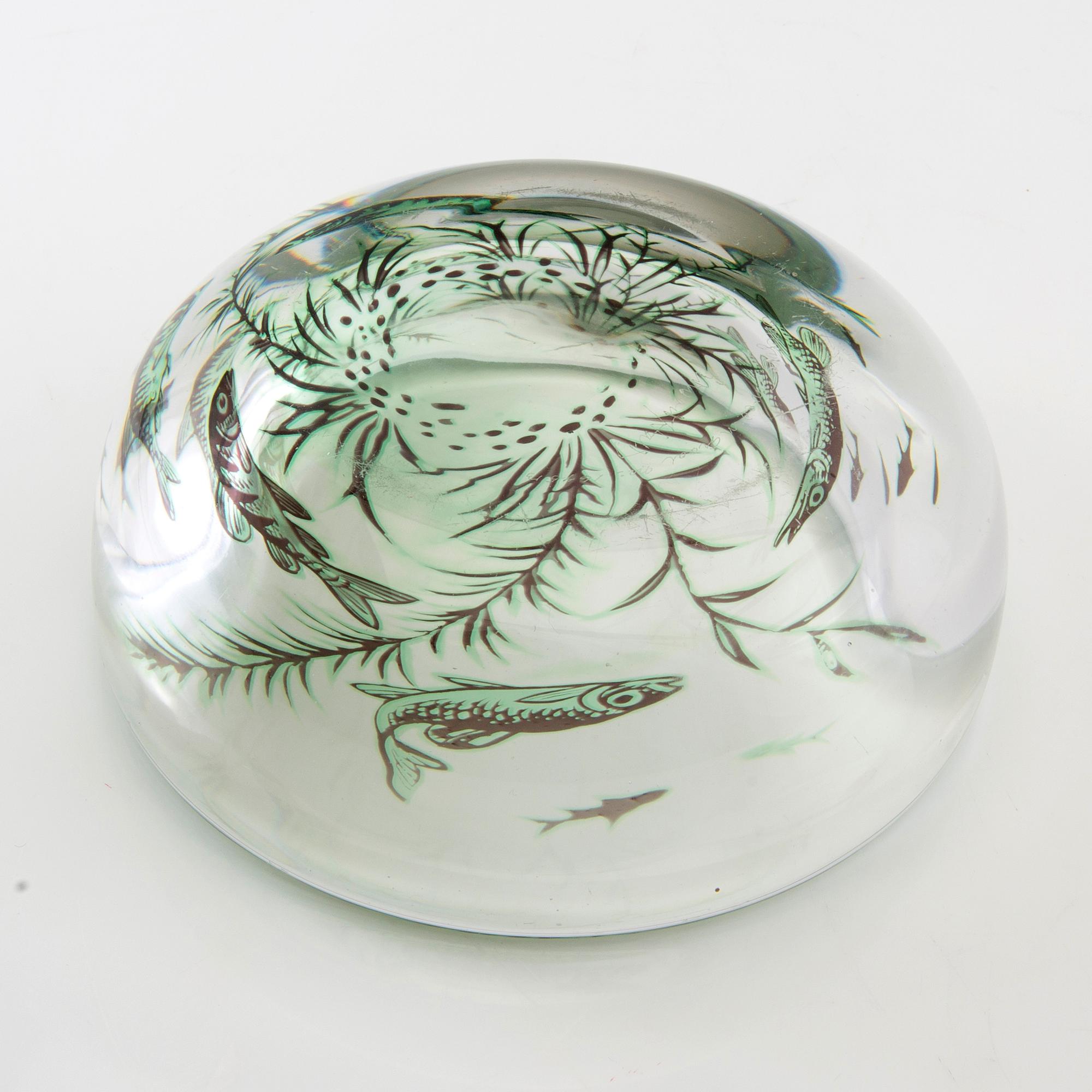 Edward Hald, a "Fish graal" glass bowl, Orrefors.
