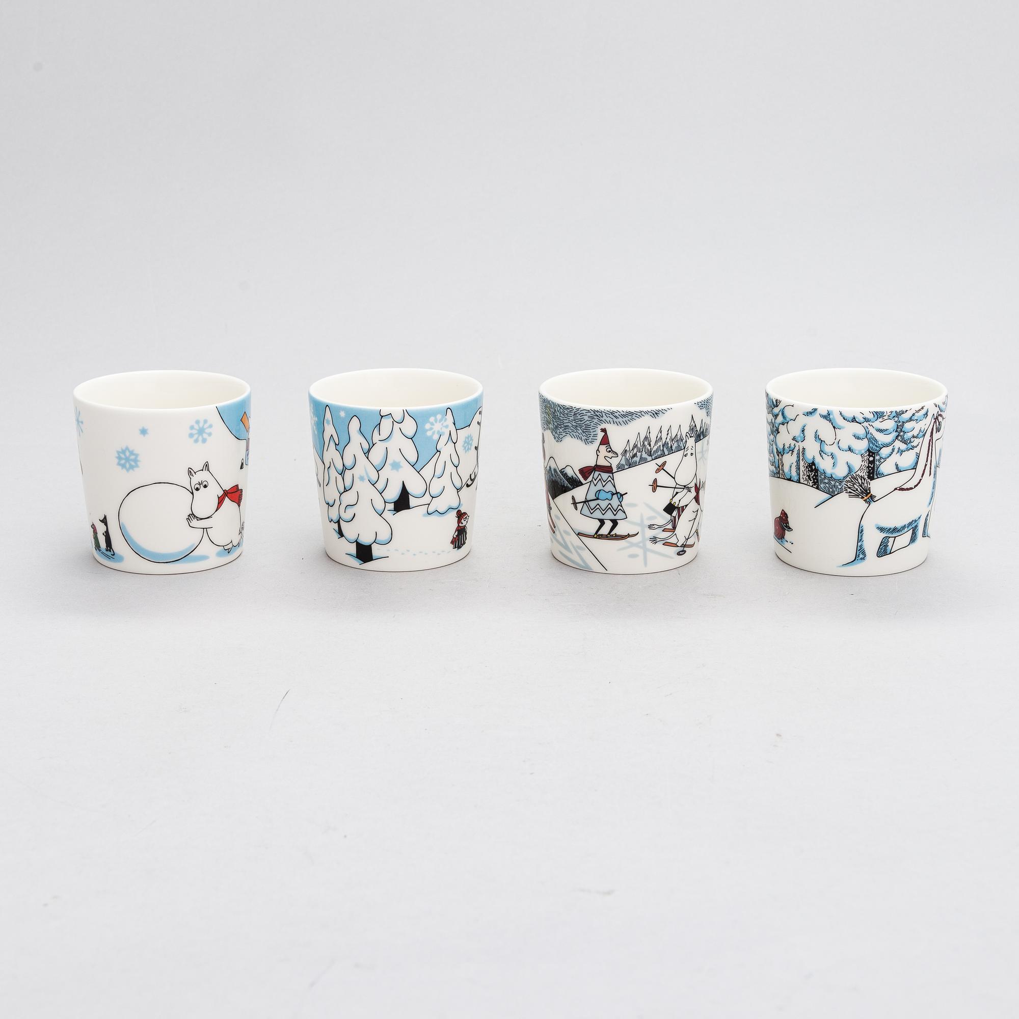 Muminmuggar, 8 st, porslin, Moomin Characters, Arabia.