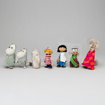 ATELIER FAUNI, seven Moomin characters figurines, Finland, 1950's/60's.