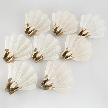 Asea, a set of eight 'Coquille' wall lights, Sweden, 1940's.