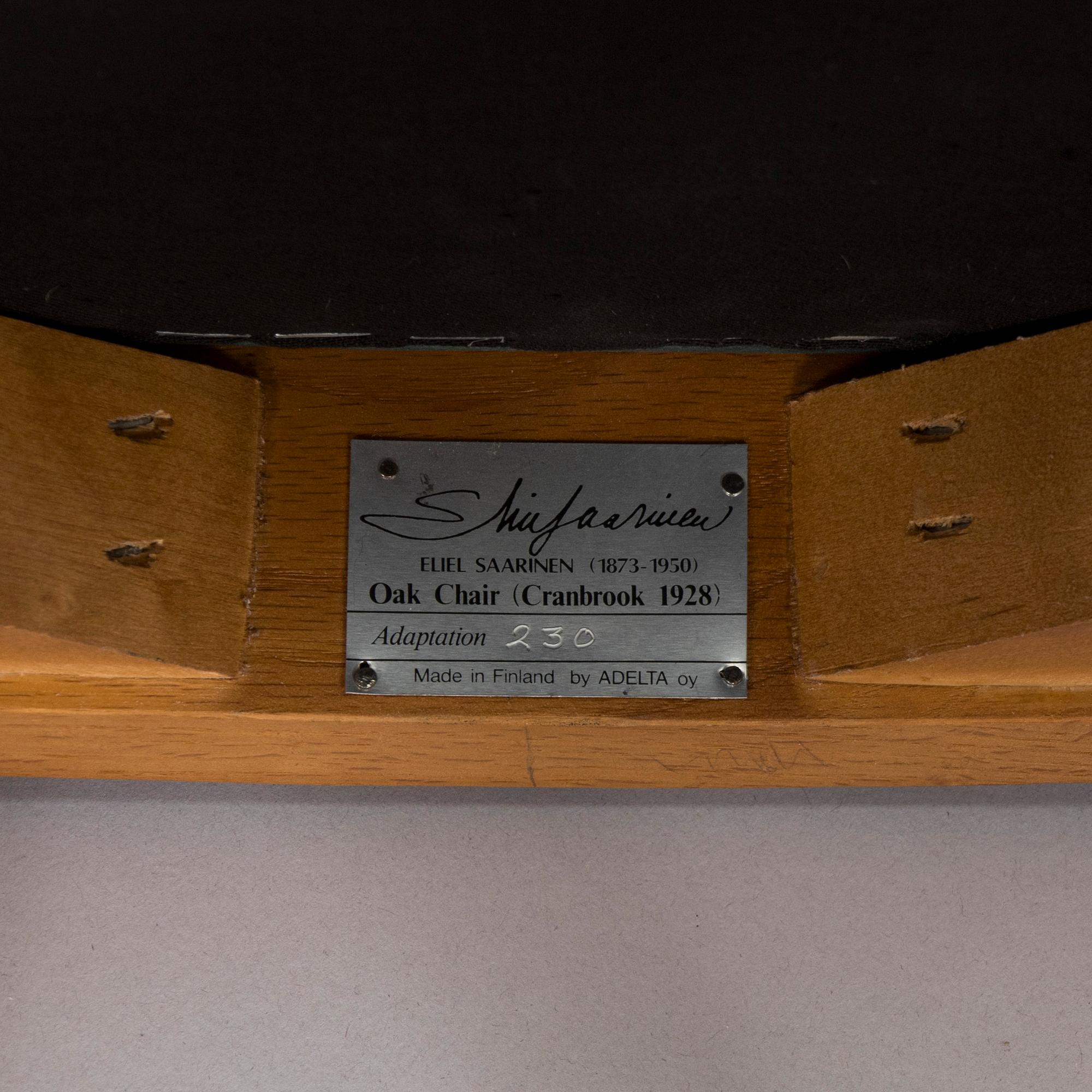 Eliel Saarinen, ruokapöytä ja tuoleja, 6 kpl, "Cranbrook", Adelta Oy, 1900-luvun loppu.