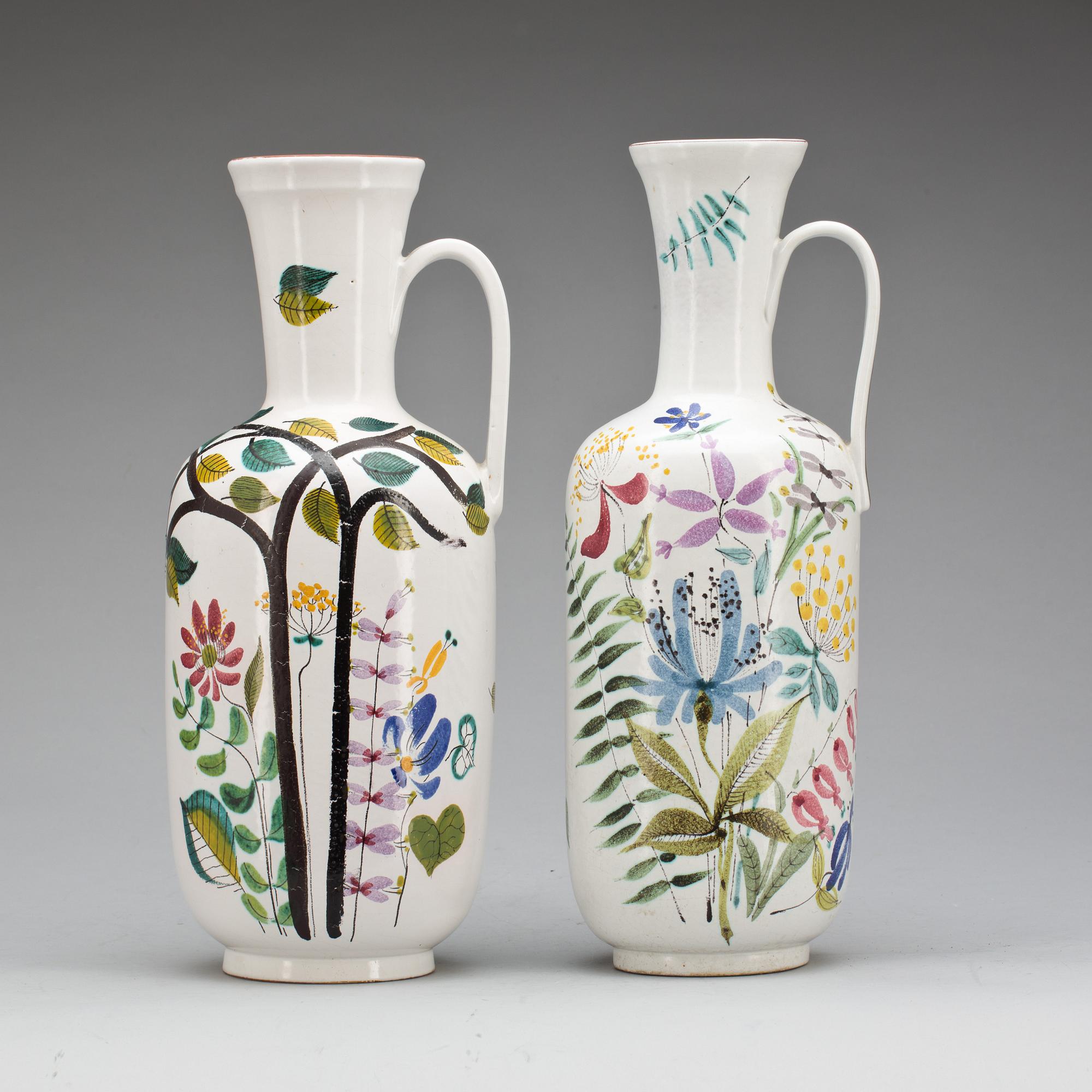 KANNOR, stengods, 2 st. Stig Lindberg, Gustavsberg studio.