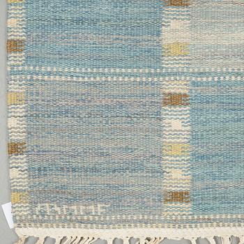 A CARPET, "Falurutan, Duhs II", flat weave, 470 x 231 cm, signed AB MMF BN.