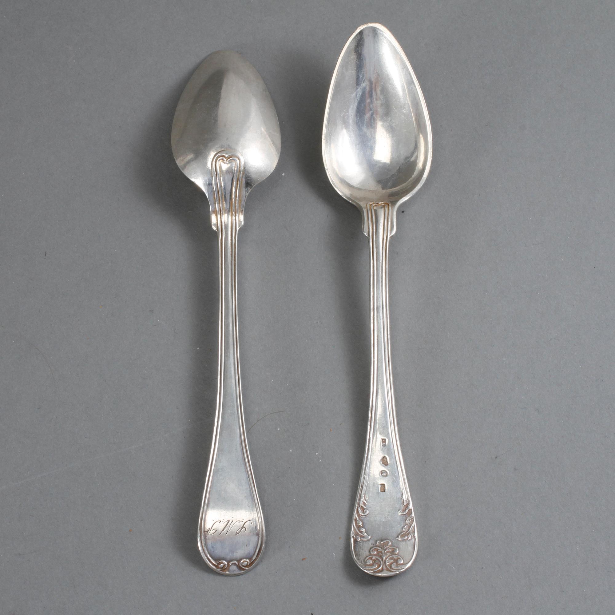 DESSERTSKEDAR, 11 st, silver, Sverige, 1800-tal, vikt 248 g.