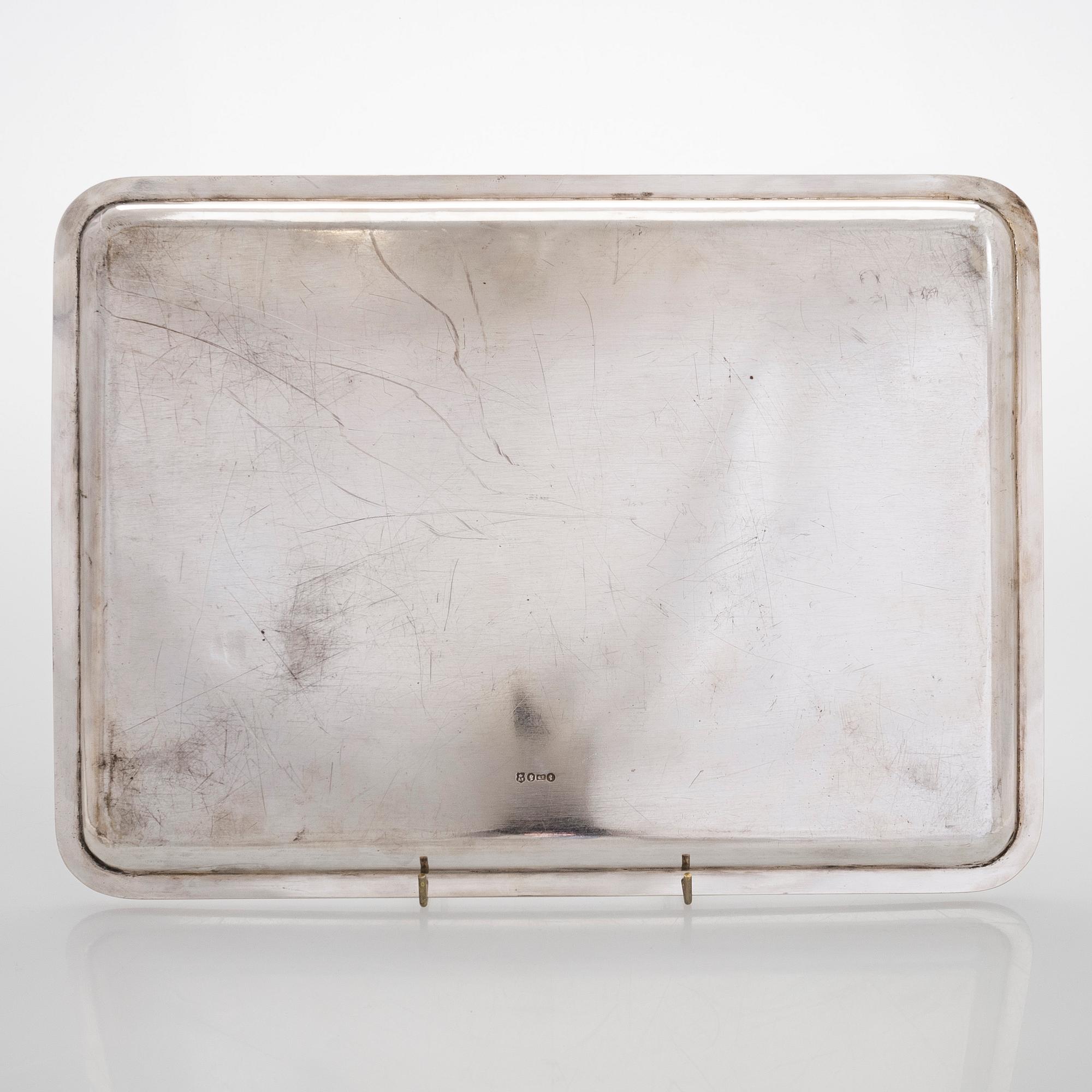 Alexander Katch, tarjotin, hopeoitua messinkiä, Pietari vuosisadan vaihde  1800/1900.