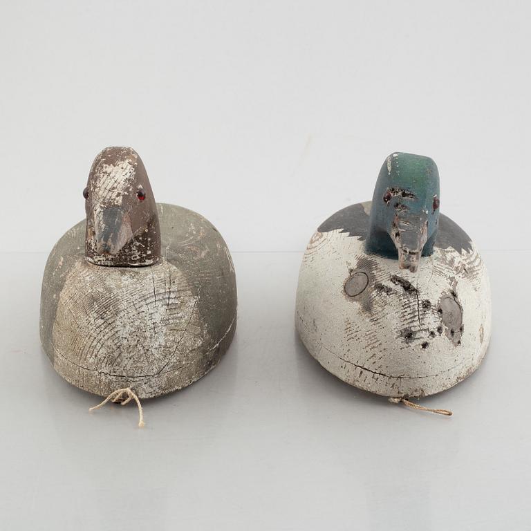 A pair of wood duck decoys, 20th century.