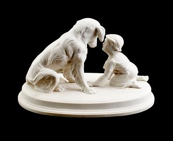 SKULPTUR, parian, "Kan du inte tala?", Gustafsberg, 1898.