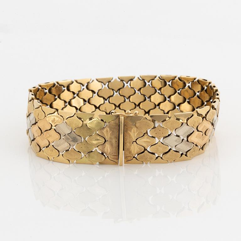 Armband, trefärgat guld.