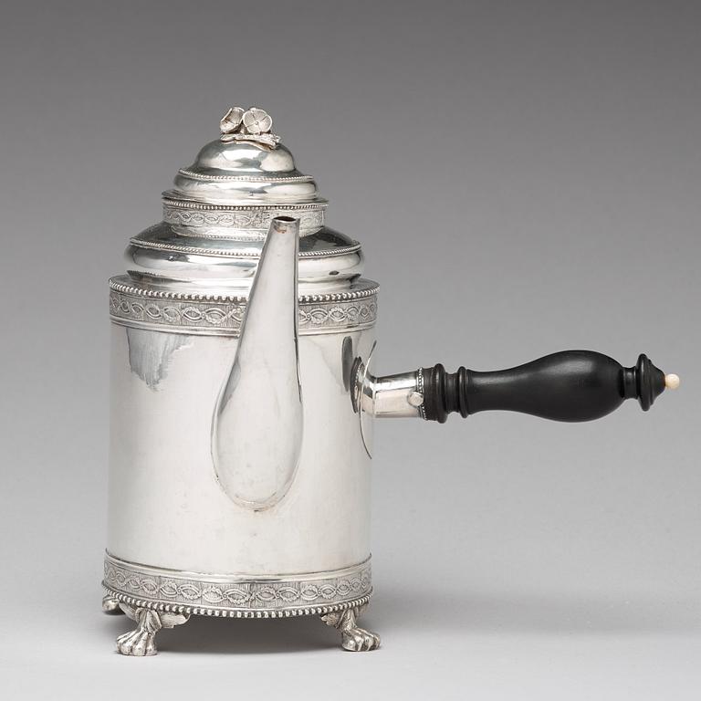 A Swedish 18th century silver coffee-pot, mark of Peter Johan Zetterling, Linköping 1792.