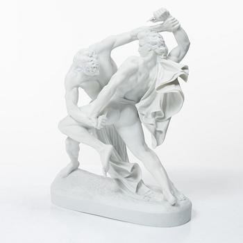 Johan Peter Molin, efter, sculpture, Parian, "The Belt Bucklers".