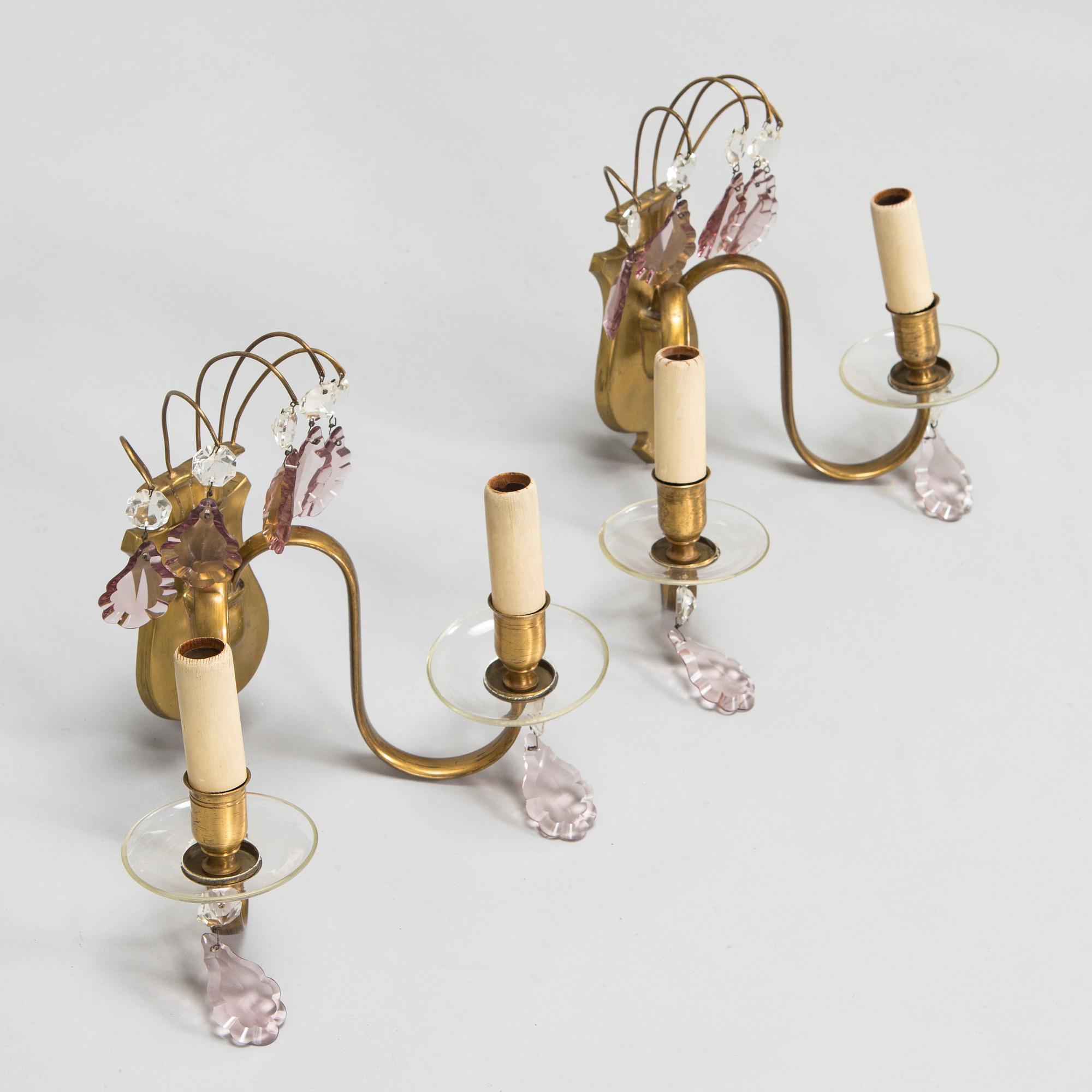 Paavo Tynell,  a pair of mid-20th century wall sconces '7151' for Taito Finland.