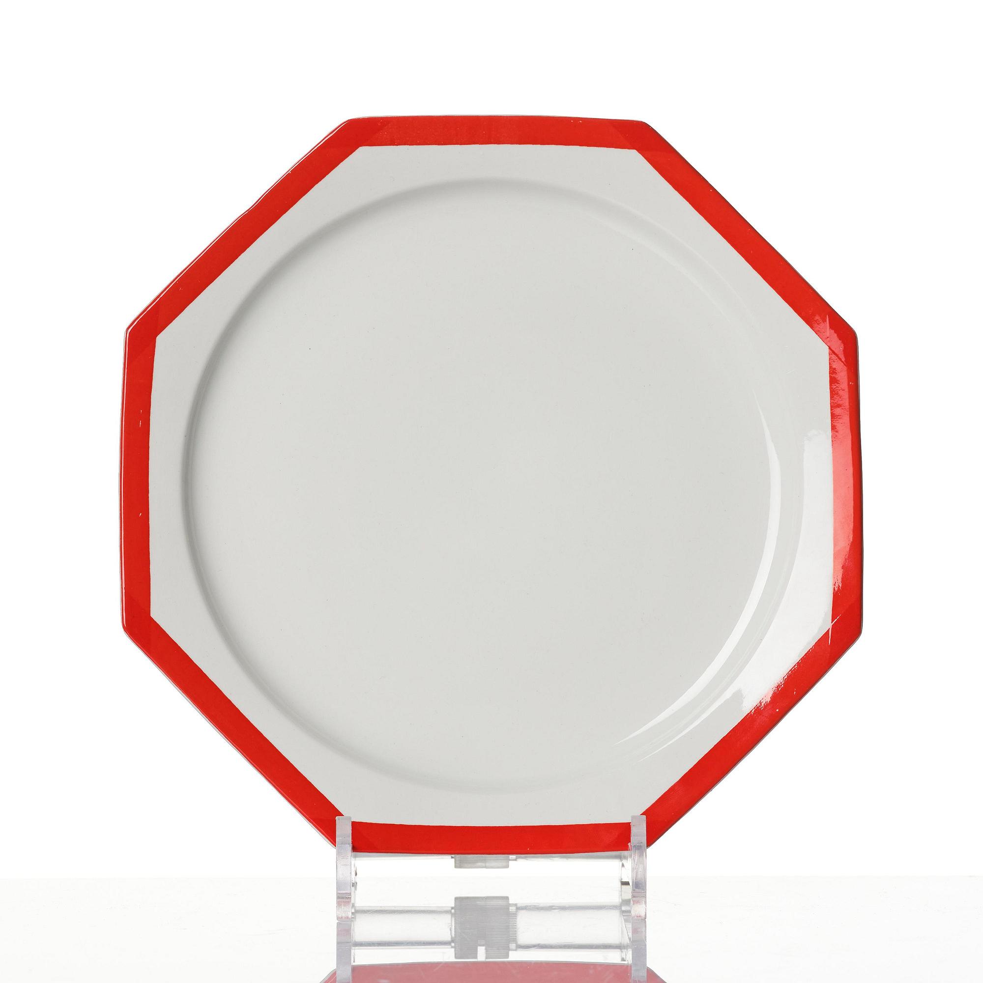 Karin Björquist, a 76-piece “Röd kant” bone china dinner service, Gustavsberg, post 1968.