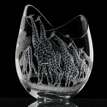 Vicke Lindstrand, vas "Högvilt" (Safari), Kosta, 1950-60-tal.