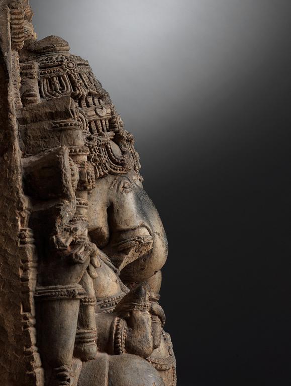 A stone figure of Ganesha, India, Karnataka, Hoysala period, 11/12th Century.