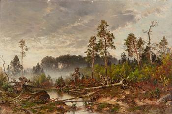 Hjalmar Munsterhjelm, Forest Lake, Autumn Morning.