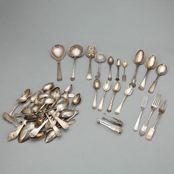 PARTI SILVER, ca 60 delar. Bestick. Bl a CG Hallberg 1952. Tot ca 1800 g.