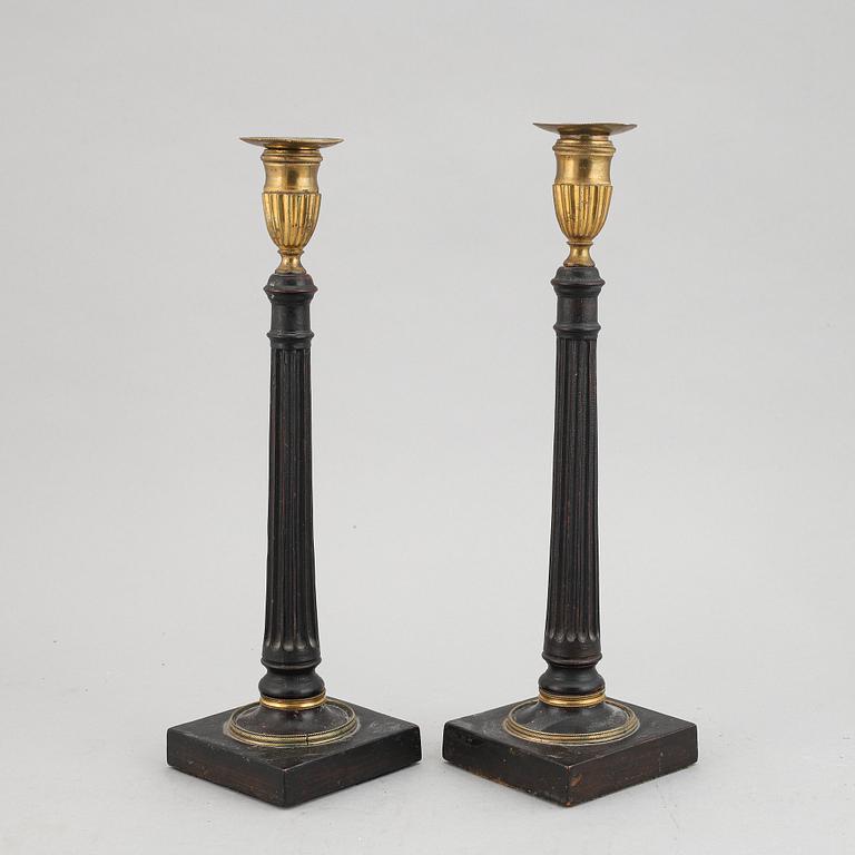 A pair of candlesticks, late Gustavian, early 19th century.
