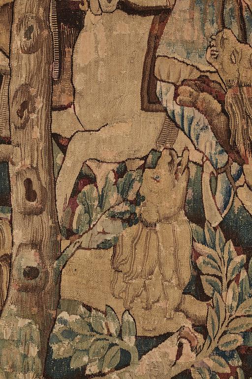 A TAPESTRY, "Lion hunting", tapestry weave, Flanders the middle of the 17th century, possibly Oudenarde, ca 262 x 249 cm.