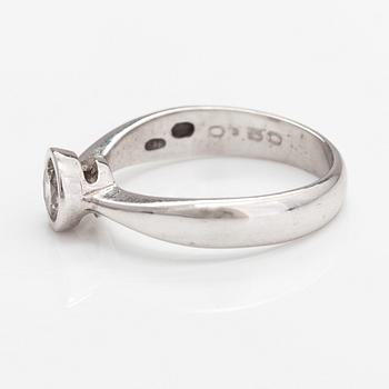 A 14K white gold ring with a ca. 0.50 ct diamond according to engraving.