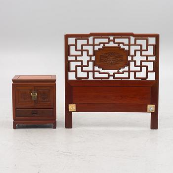 A "Ming" bedside table and headboard, Dux, Sweden, second half of the 20th century.