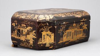 SCHATULL, lackerat trä. Qing dynastin, 1800-tal.