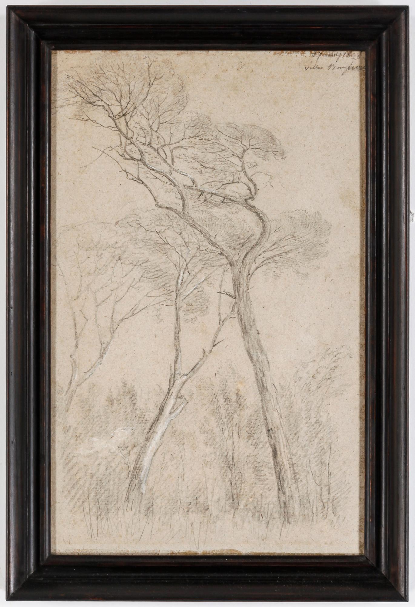 PEHR GUSTAF VON HEIDEKEN, blyerts och täckvitt på papper, tillskriven, daterad 7 maj 1828, Villa Borghese.