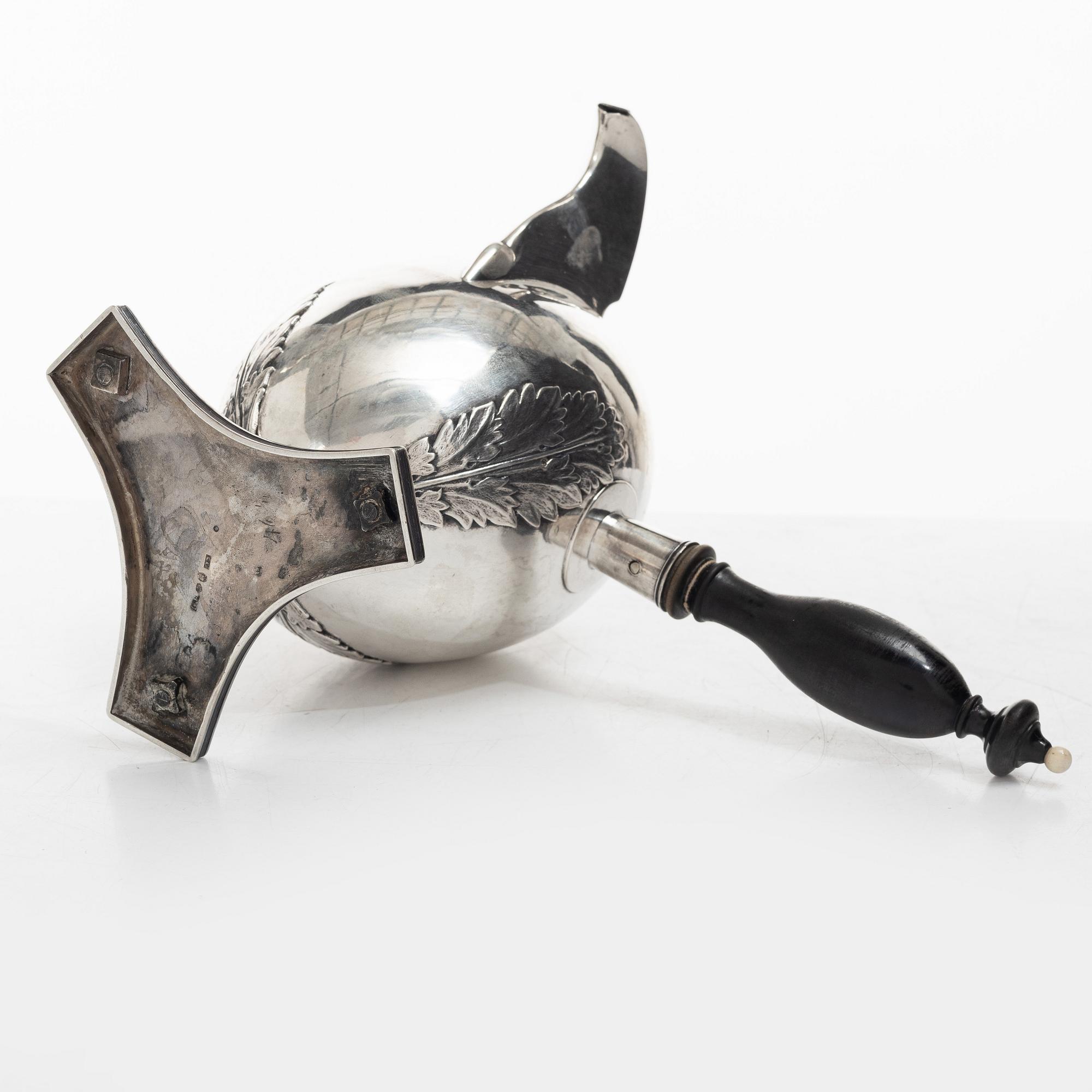 Gustaf Folcker, A swedish silver Empire coffee pot, mark of Gustaf Folcker, Stockholm 1820.