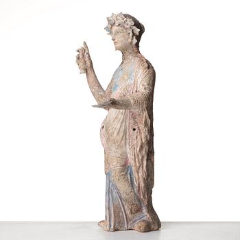 A Greek pottery sculpture of an elegant lady, Hellenistic, probably circa 300 B.C.