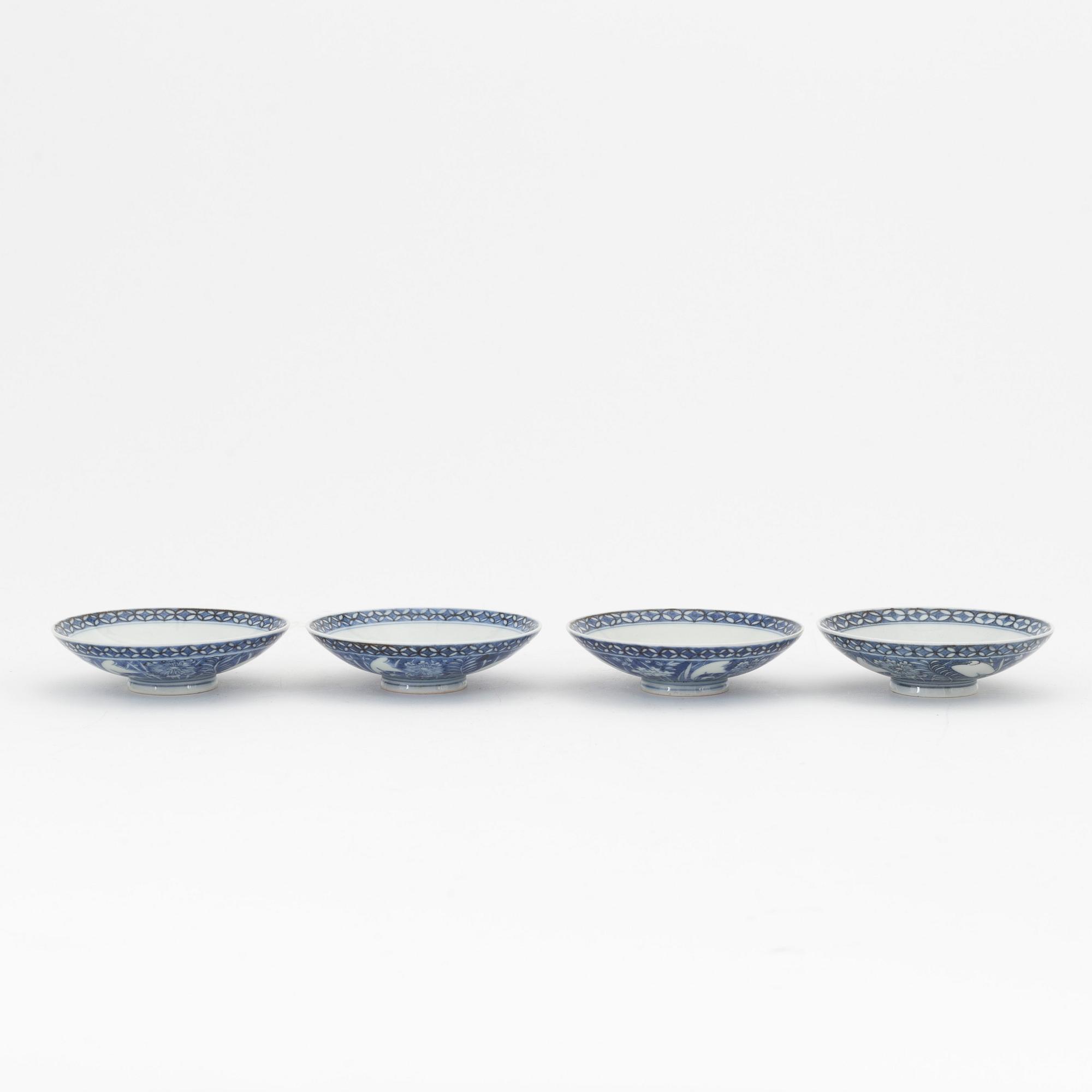 A set of four Japanese blue and white covers, Edo (1603-1868).