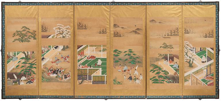 Japansk sexdelad vikskärm, Edo perioden (1603-1868).