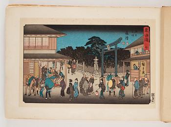 Ando Utagawa Hiroshige (1797-1858) efter, färgträsnitt. Japan, 1900-talets mitt. Album med 37 blad.
