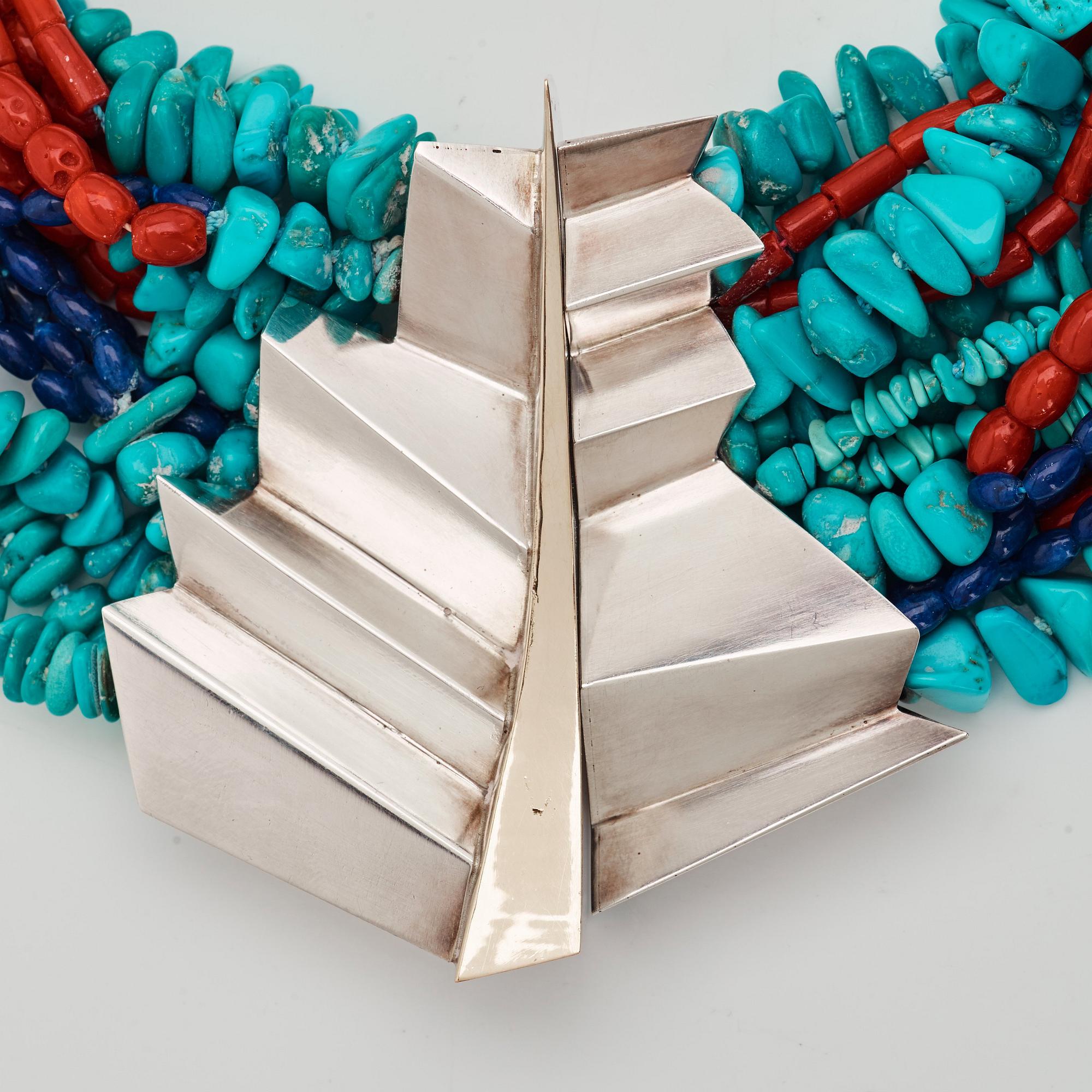 Kristian Nilsson, a sterling necklace with semi-precious stones, Stockholm, 1983,