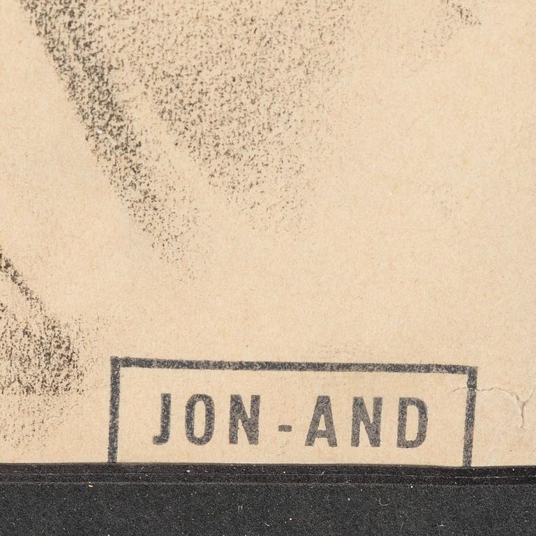 John Jon-And, kol på papper, stämpelsignerad.
