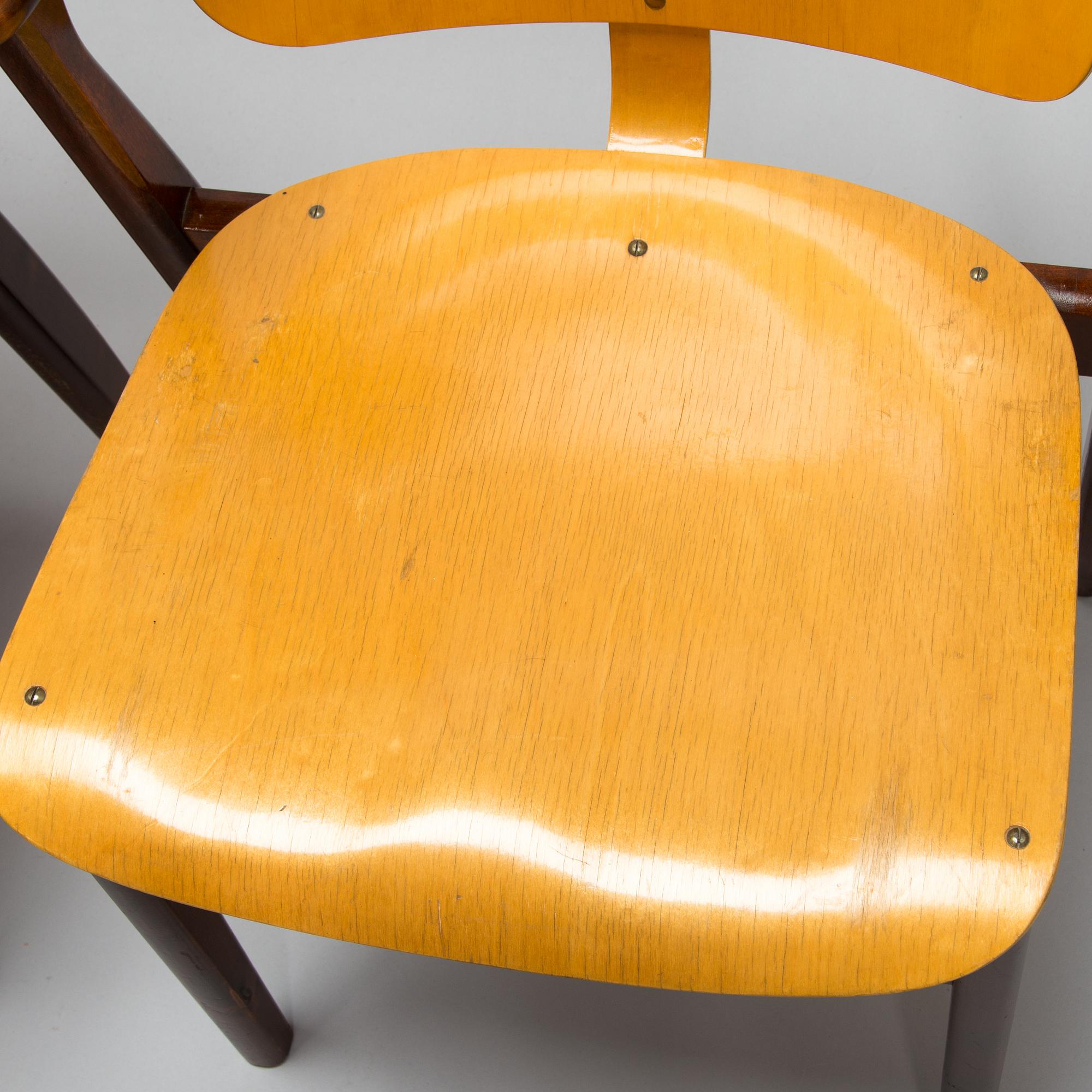 Ilmari Tapiovaara, karmstolar 6 st, "Domus", Keravan Puuteollisuus, 1940-talets slut.