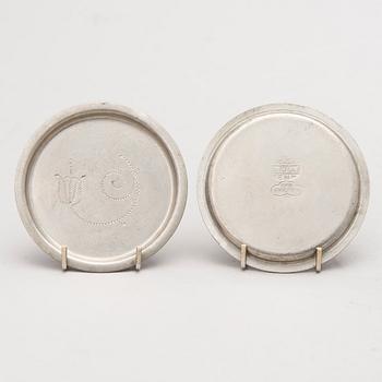 ten pewter coasters, marked Svenskt tenn, 1920/30s.