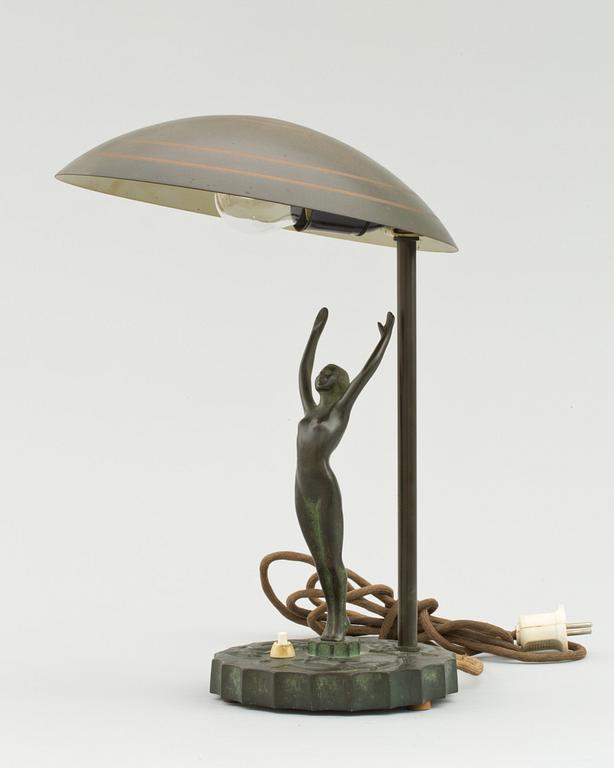 BORDSLAMPA, brons, art deco, 1920/30-tal.