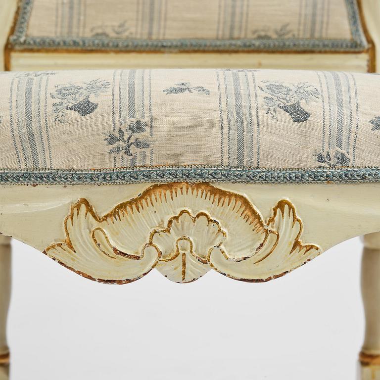 A pair of Swedish rococo armchairs, Stockholm, later part 18th century.