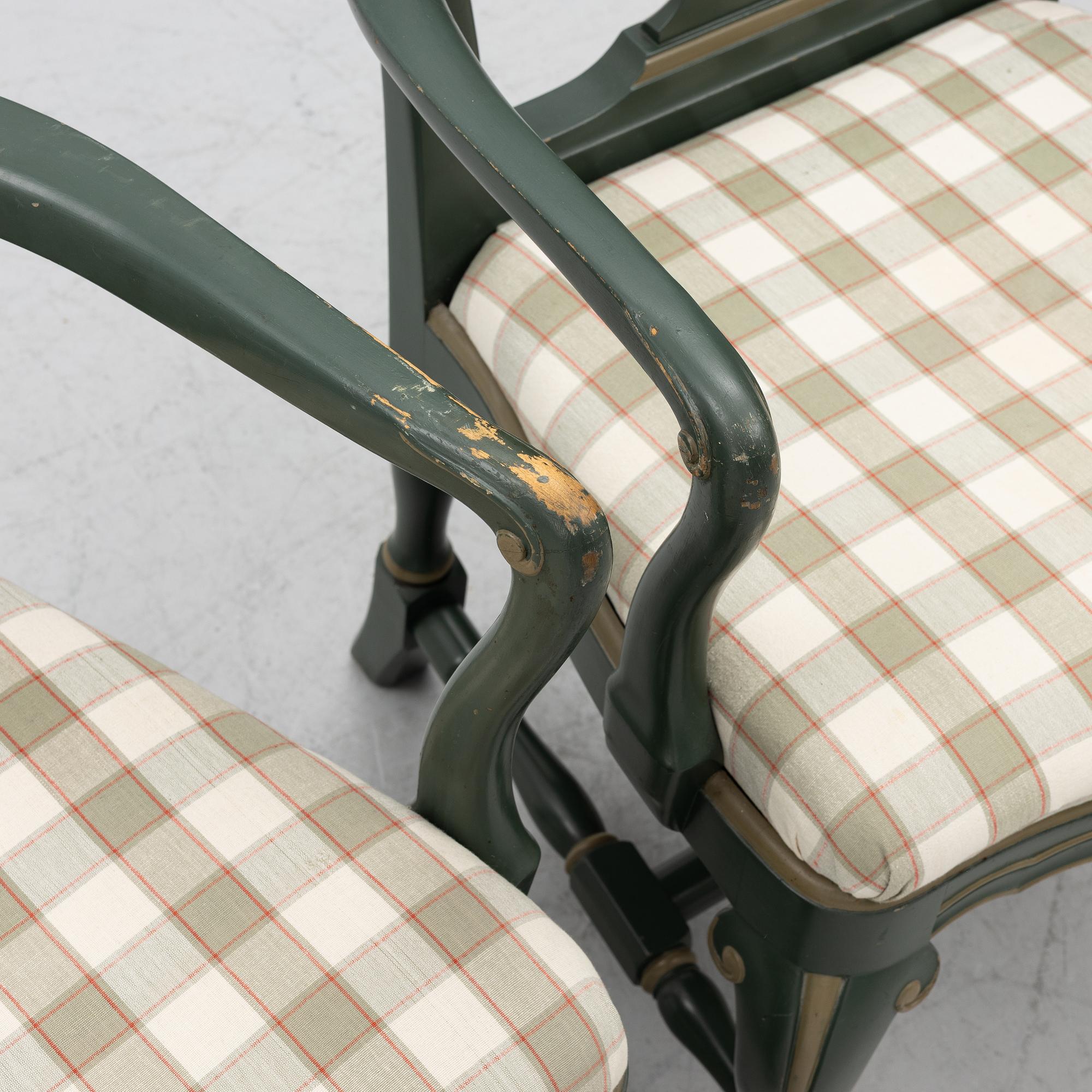 Serving table, as well as armchairs, a pair, Nordiska Kompaniet, 1928.