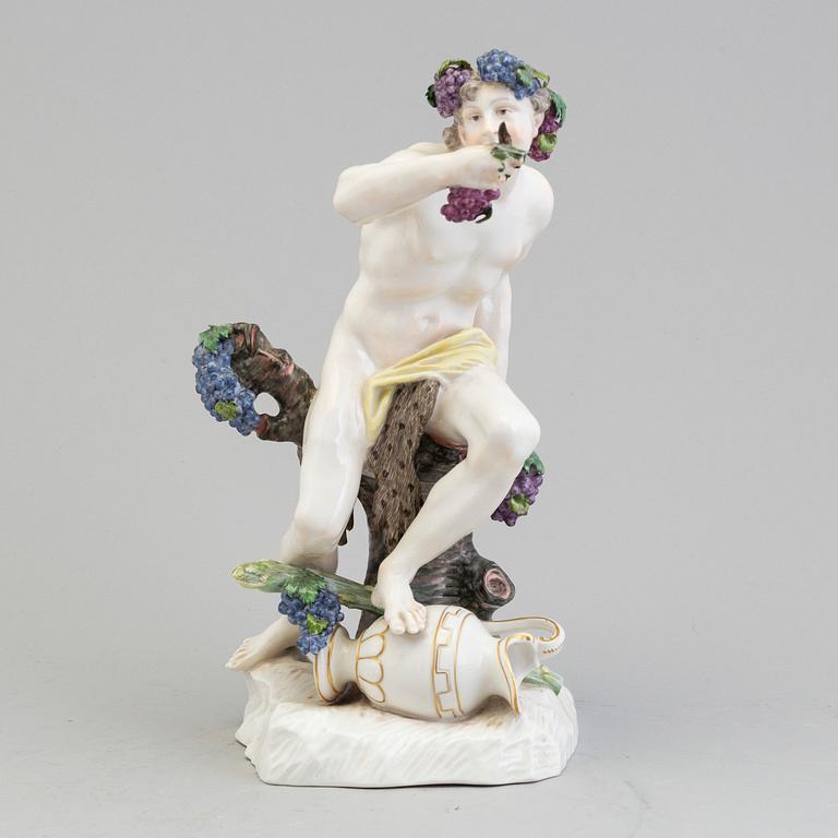 A 20th century porcelain figure of "Bacchus",  model after Dominik Auliczek, Nymphenburg, Germany.