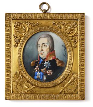 858. Okänd konstnär, Ryssland, 1800-tal. "Michail Ilarinowitsch Golenischtschew, furst Kutusow-Smolenskij" (1745-1813).