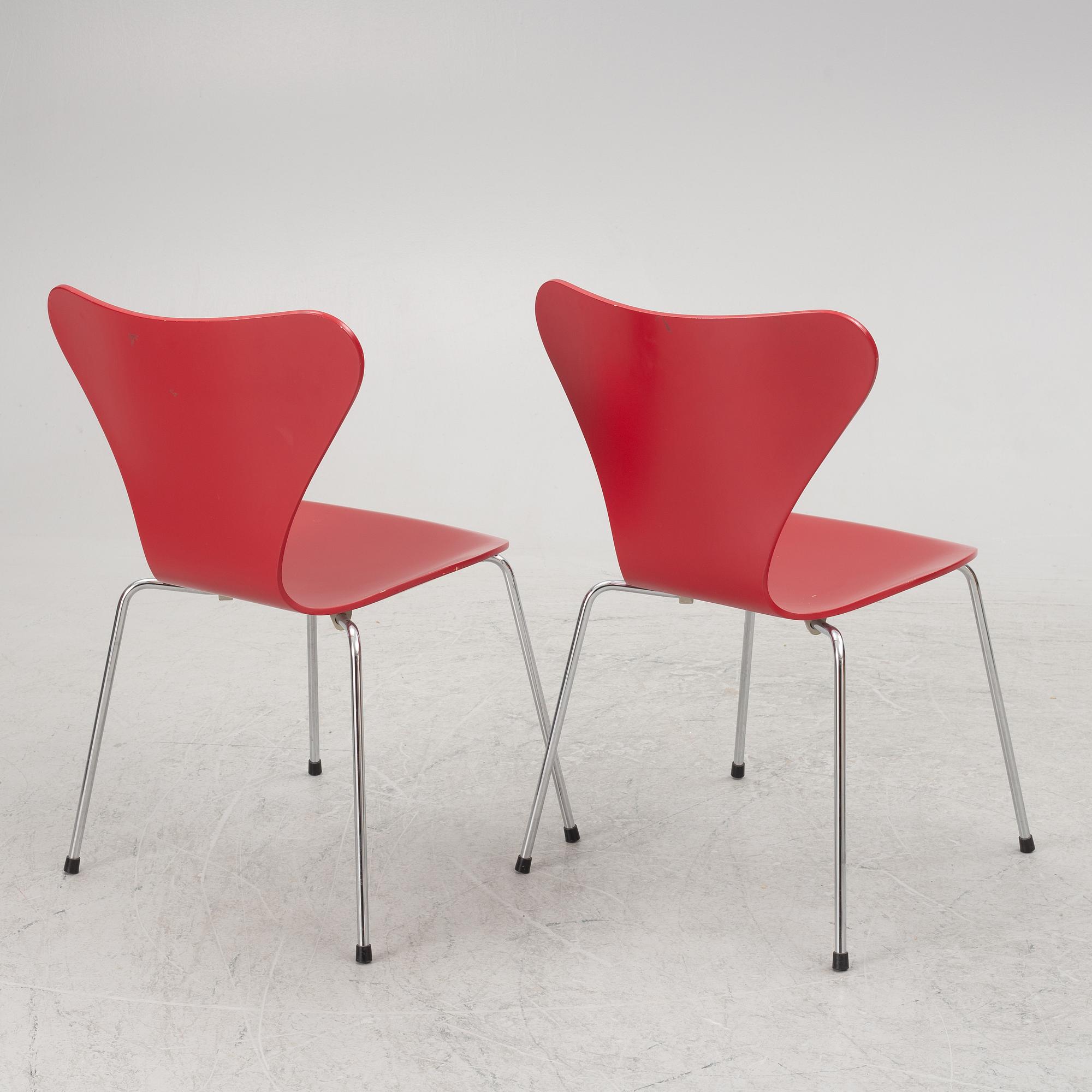 Arne Jacobsen, chairs, 6 pcs, "The Seven", Fritz Hansen, Denmark.