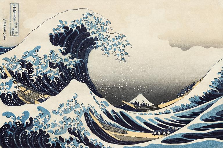 Katsushika Hokusai, efter, "Under the Great Wave of Kanagawa", också känd som "den Stora Vågen", senare publ. 1900-talets första hälft.