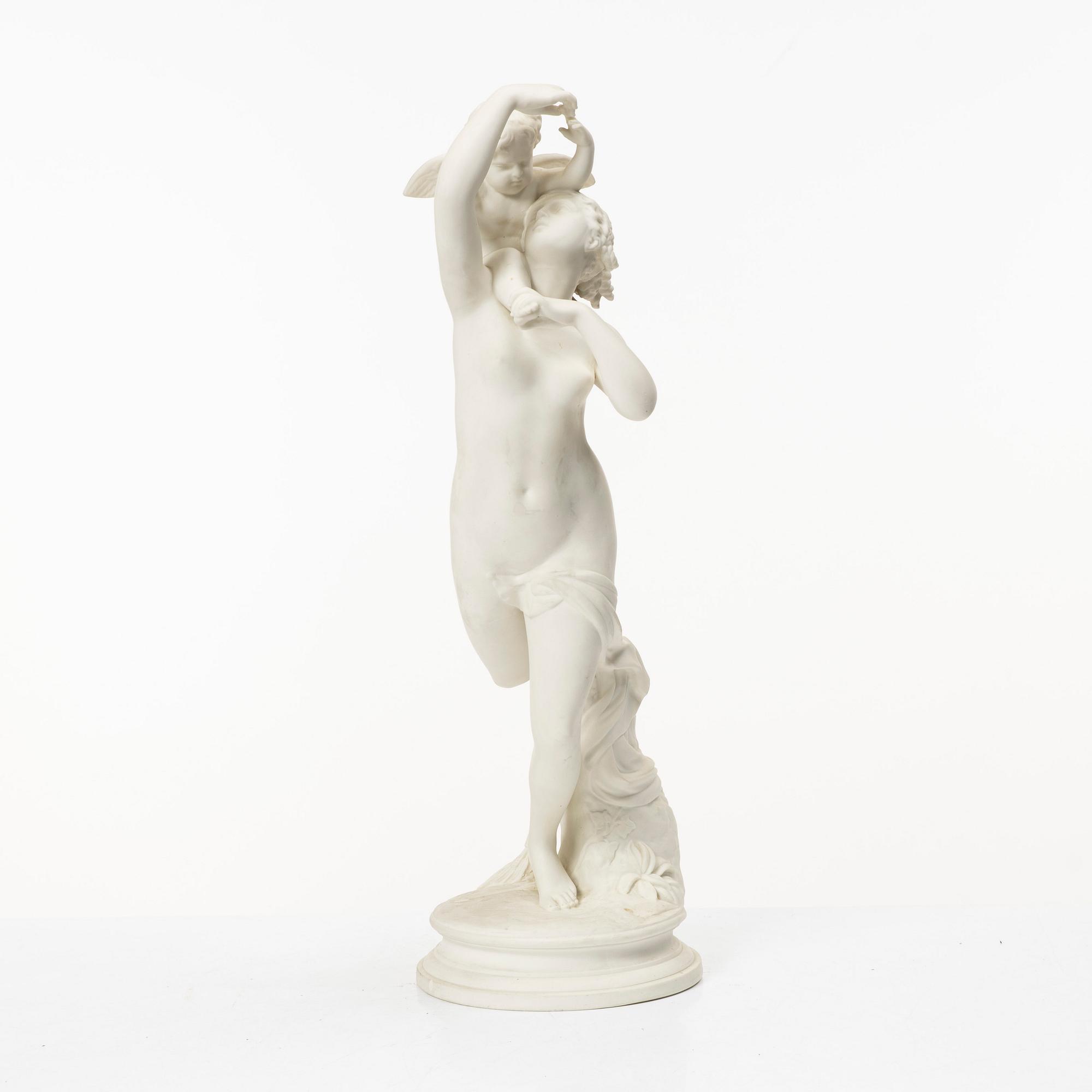 Charles Auguste Fraikin, after, 'Venus and Cupid', Gustafsberg, late 19th century.