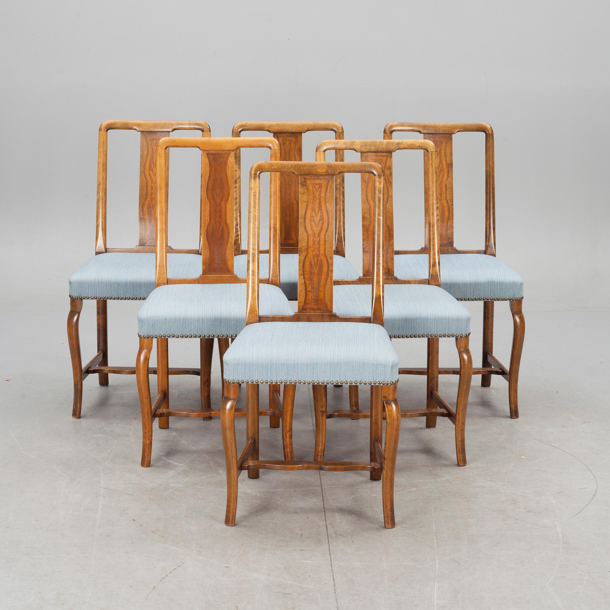 STOLAR, 6 st, "Haga", Carl Malmsten, Nordiska Kompaniet, 1920-tal.