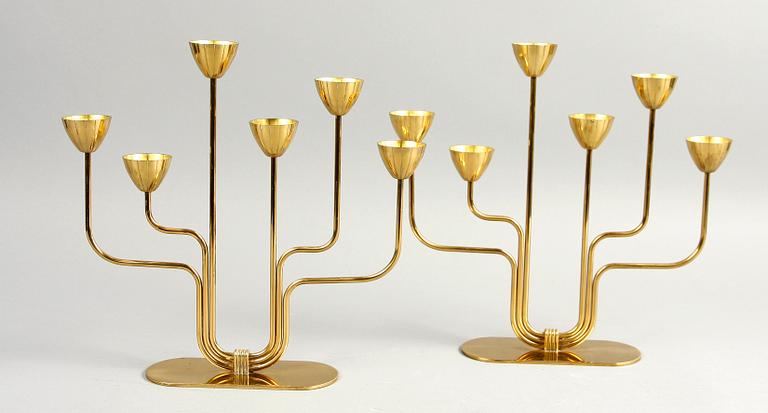 LJUSSTAKAR, ett par, mässing, Gunnar Ander, Ystad Metall.